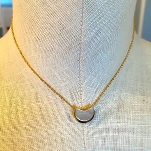 💐5/25 Gold tone half moon opal dainty small trendy choker necklace